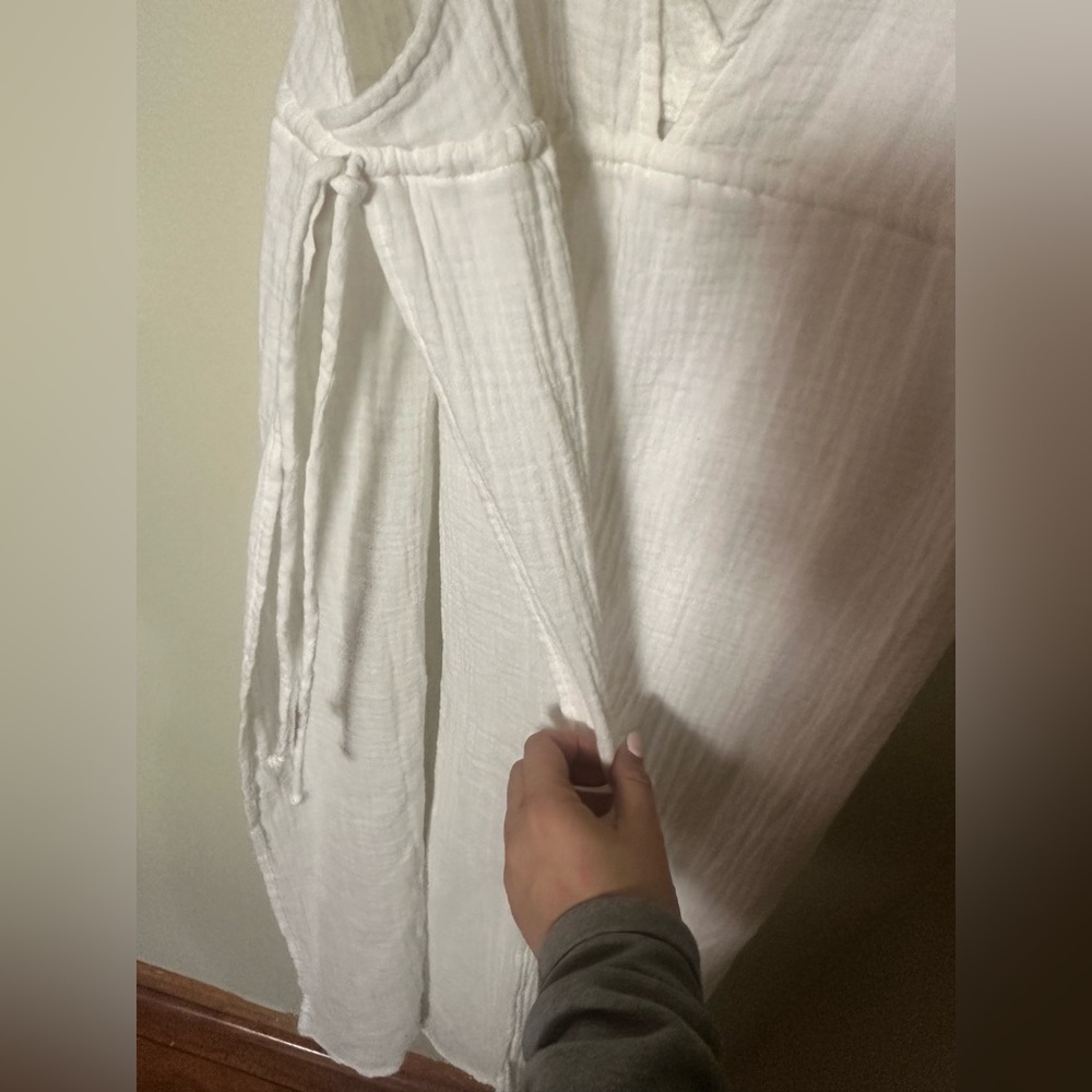 Shade & Shore White Gauze Tunnel-Waist Midi Cover-Up Dress – Size Small - Picture 5 of 12